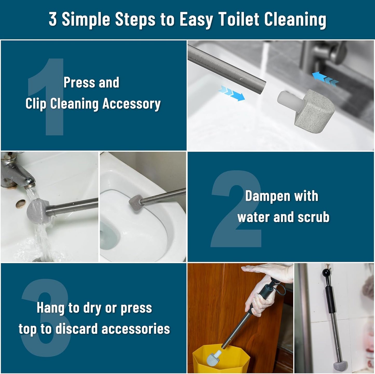 Pumice Stone for Toilet Cleaning,16.14In Extra Long Handle Toilet Pumice Stone Toilet Bowl Cleaner Brush Toilet Scrubber for Toilets Bathtubs Grills Sinks(Black)