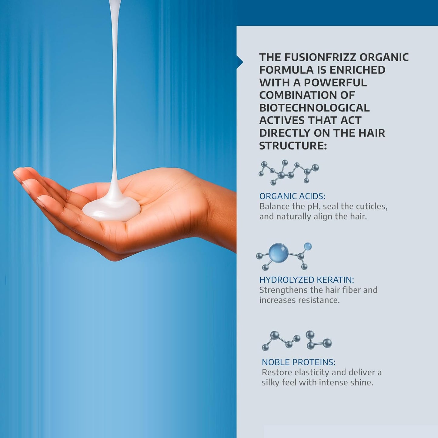 Fusionfrizz Organic Keratina Para Alisar el Pelo, Frizz Control Hair Care Products, Keratina Orgánica para Alisar el Pelo, Brazilian Keratin Treatment, Vegan Keratin Hair Treatment 16.9 FlOz