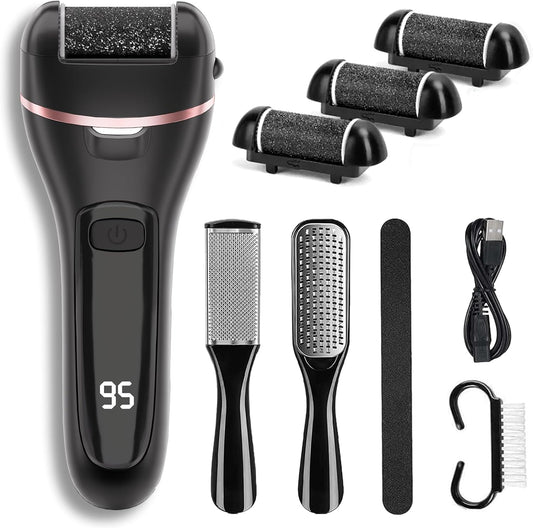 Electric Callus Remover for Feet with 3 Roller Heads 2 Speed Rechargeable Waterproof Foot File Perfect for Dead Hard Cracked Dry Skin