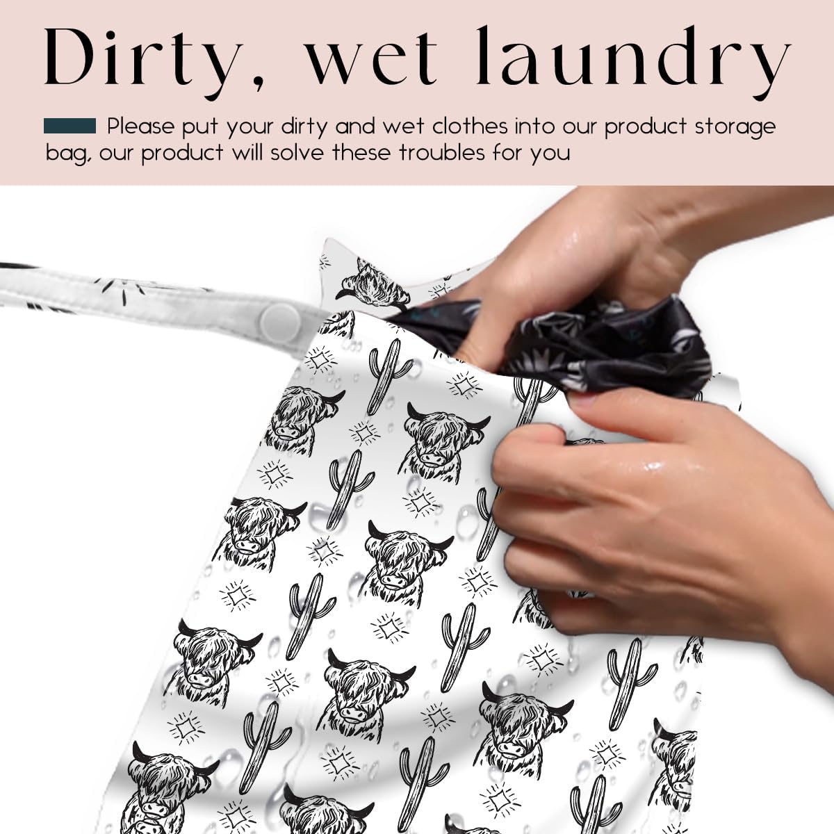 Waterproof Wet Bag for Swimsuit, Travel Beach Wet Dry Bag, Hidden Zipper Reusable Western Cowgirl Wet Bags, for Travel Beach Wet Swimsuits Toiletries Diapers Laundry Bag