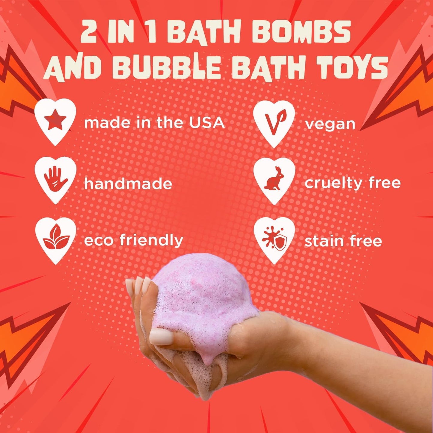 Superhero Bath Bombs for Kids with Surprise Toys Inside (6 Pack) - Large Bubble Bomb Fizzies for Boys, Girls, & Toddlers - Fruity Scents, Relaxing Aromas, Made in USA, Birthday Gift by Two Sisters