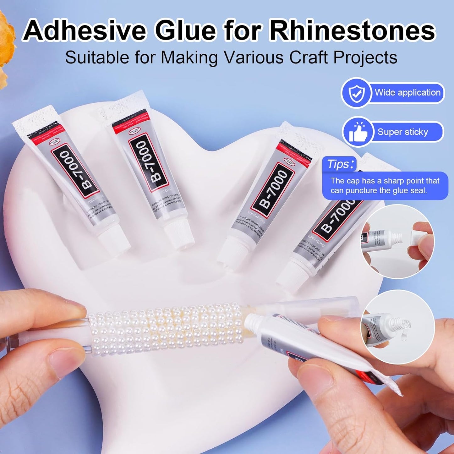 Canvalite 11000Pcs Flatback Pearls for Crafting, Multiple Sizes Half Nail Pearls with 5Pcs B7000 Jewelry Glues & Picker Tools Bedazzling Bead for DIY Crafts Clothing Tumblers Shoes Decors Nail Art