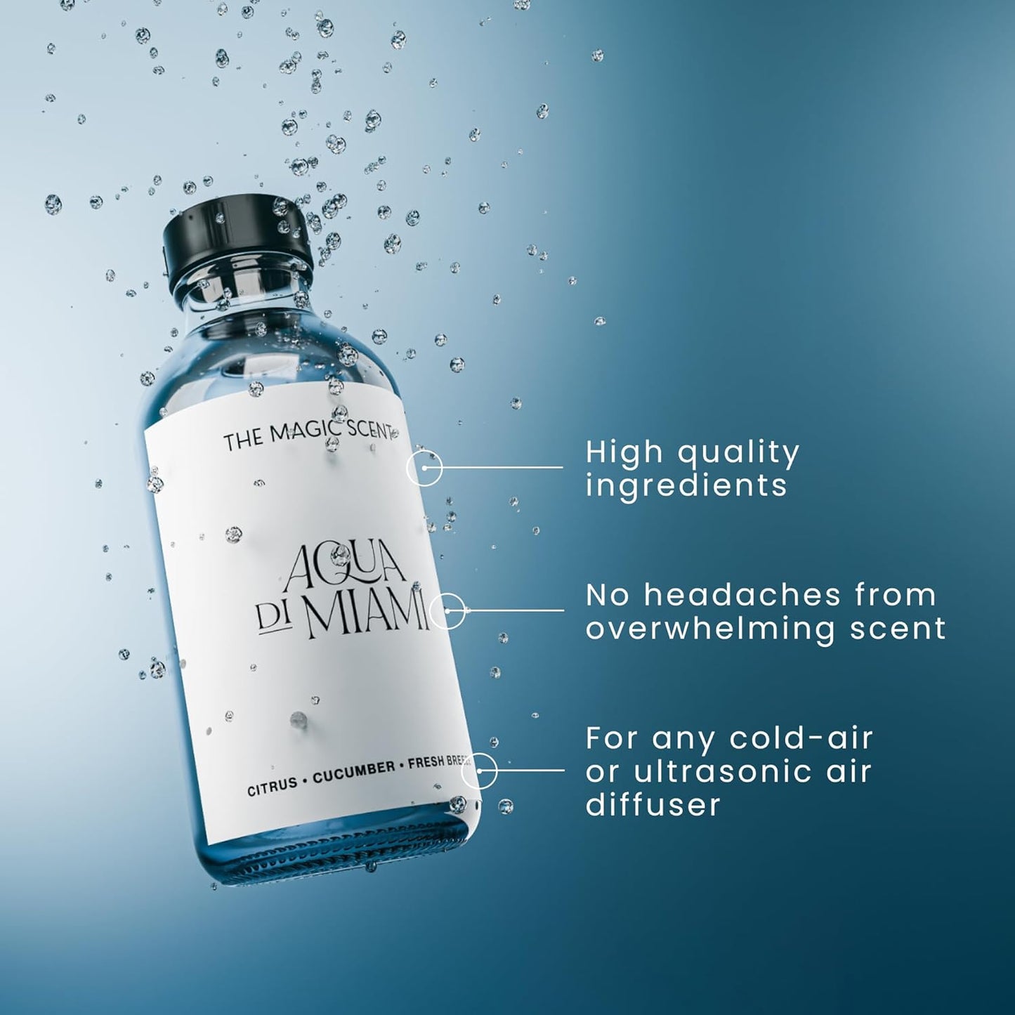 Aqua di Miami Diffuser Oil - Hotel & Home Luxury Scents - Diffuser Oil Scents for Home Designed for Use in All Diffusers - 8.5 fl oz, 250 mL