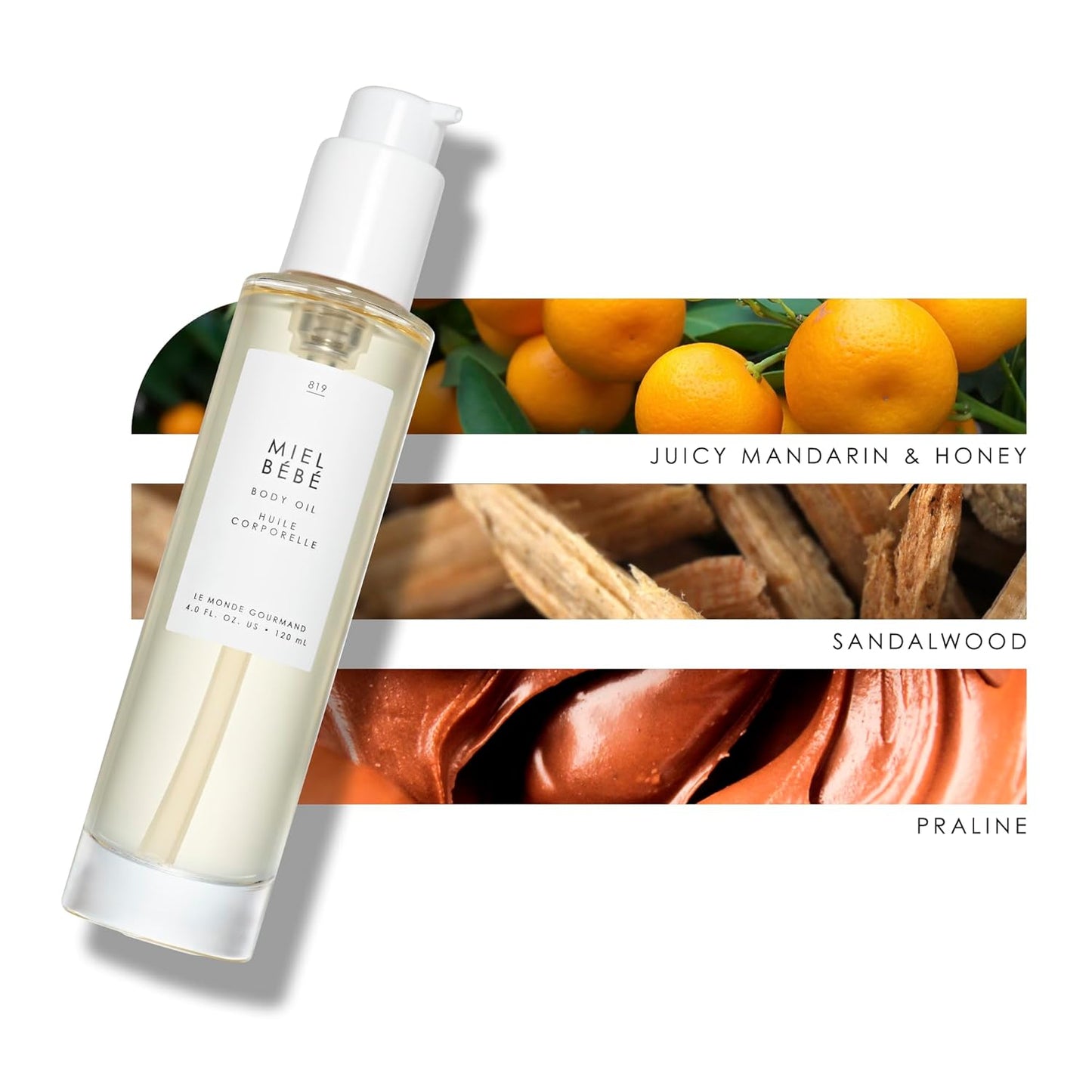 Le Monde Gourmand Miel Bébé Perfumed Body Oil - 4 fl oz (118 ml) - Floral, Sandalwood, Praline Notes