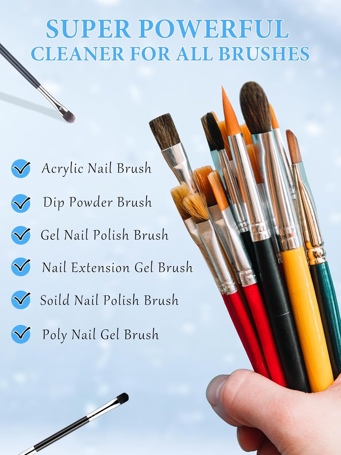 EBANKU 120ml Acrylic Nail Brush Cleaner, 3 in 1 Nail Art Brushes Conditioner Nail Brush Clean Solution Quickly Clean With Glass Cup and Scrub Brush for Solid Gel Polish/Nail Extension Gel