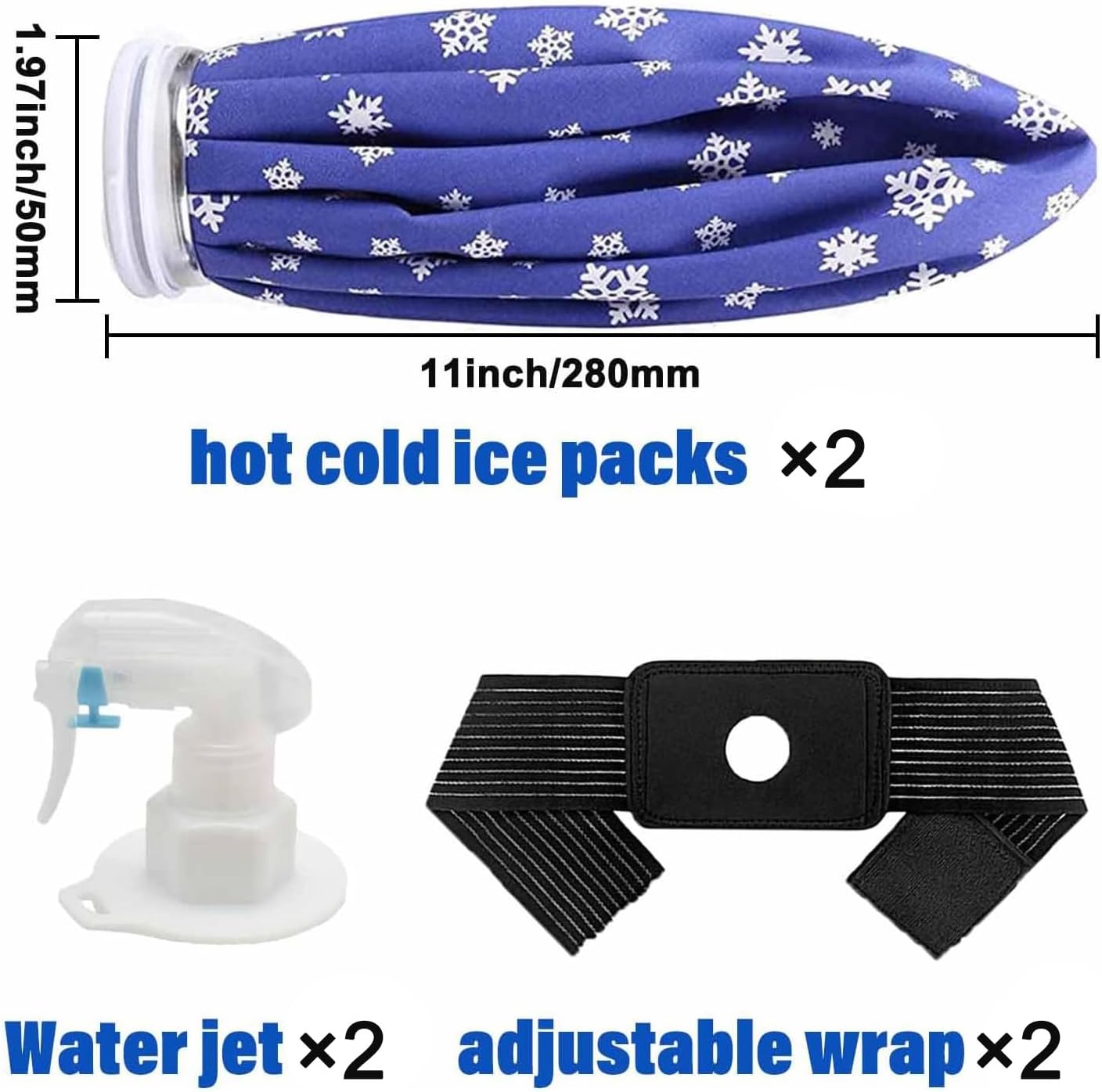 2-in-1 Ice Bag for Injuries 9 Inch – Reusable Leak-Proof Ice Pack with Wide Mouth for Pain Relief, Cold Therapy, Sports Injuries, Swelling, Headaches & Heat Relief(2 Pack)