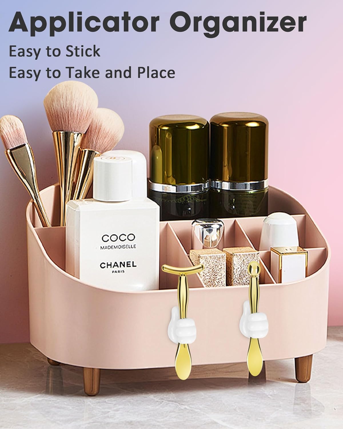 Eye Cream Applicator with Holder, 2PCS Metal Under Eye Roller Wand Stick for Puffy Eyes Puffiness Wrinkle, Eye Cream Applicator Tool Facial Massage, Eye Massager Tool Gift for Women Gold