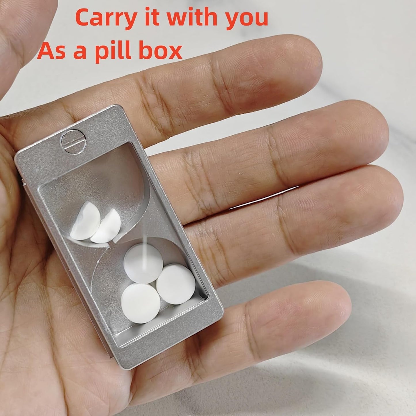 Professional Pill Cutter Splitter - Precision Aluminum Slicer for Small Large and Tiny Tablets Best Cortador for Accurate Medicine and Vitamin Dosing Ideal Tablet Splitters for Pastillas (Silver)