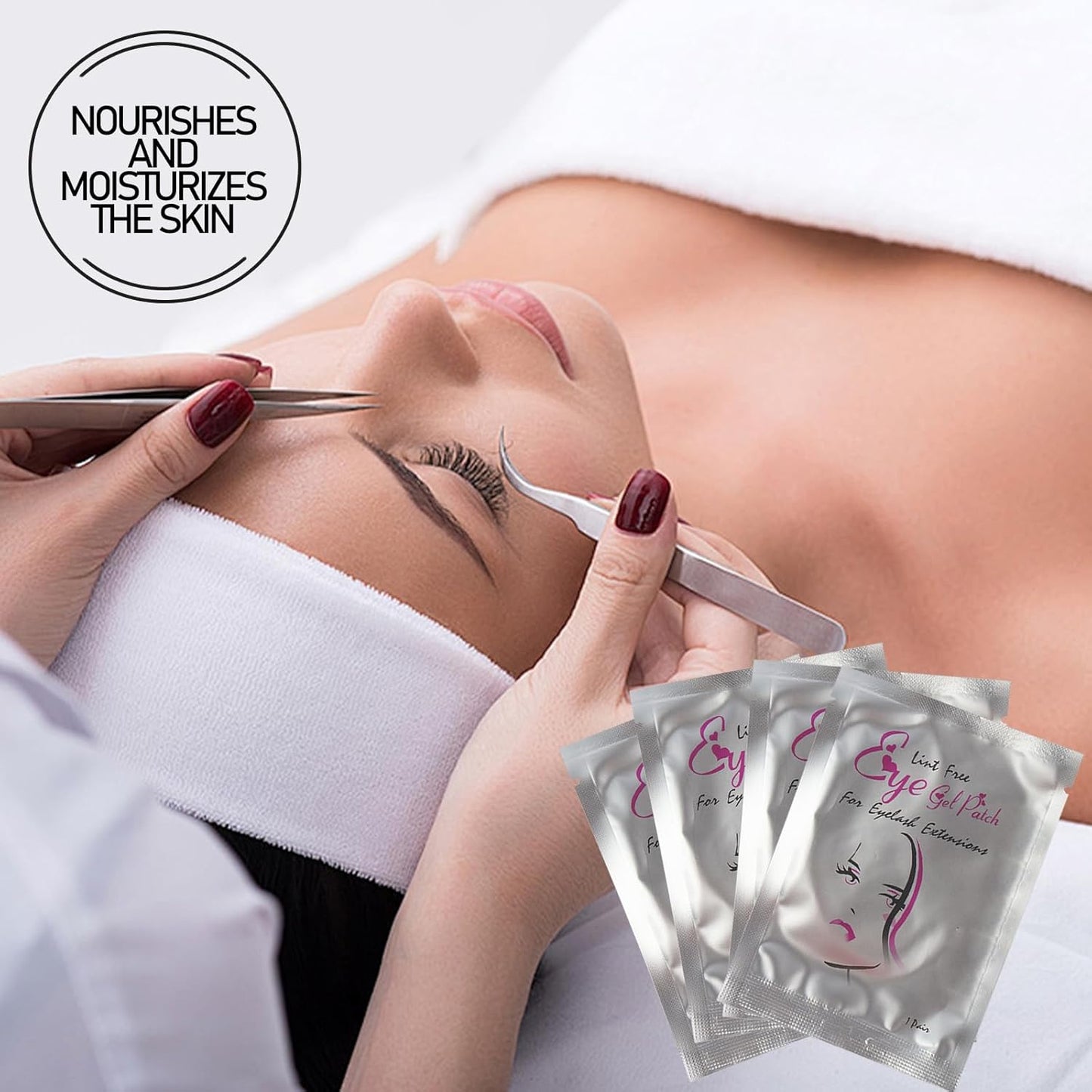 50Pairs Eyelash Extension Gel Patches Kit Natural Hydrogel, Lash Gel Pads for Beauty Makeup Mask Kit Supplies Eye Mask Pads Beauty Tools (Silver)