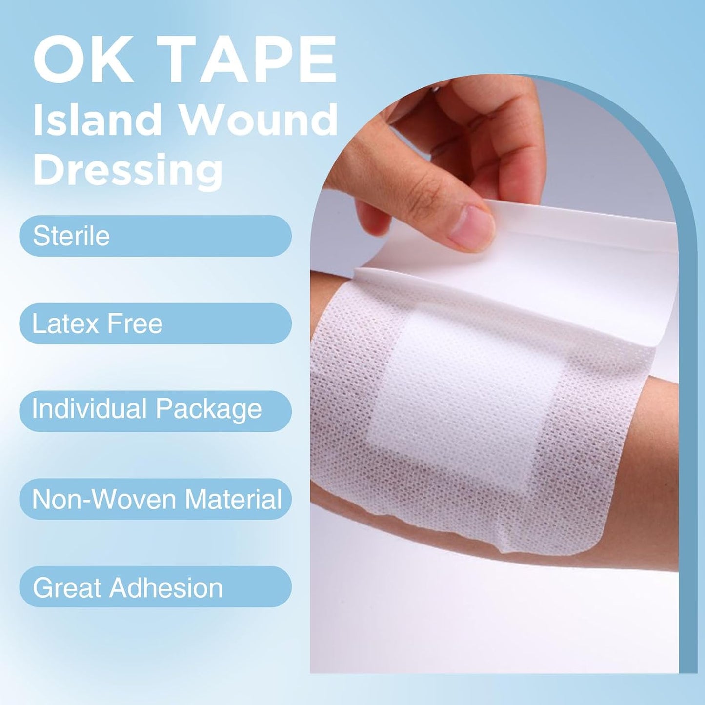 OK TAPE Bordered Gauze Island Dressing 6"x6",25 Count Wrapped Gauze Pads,Non-Woven Sterile Wound Dressing with Highly Absorbent Pad,Soft and Breathable Bandages for Wounds, First Aid
