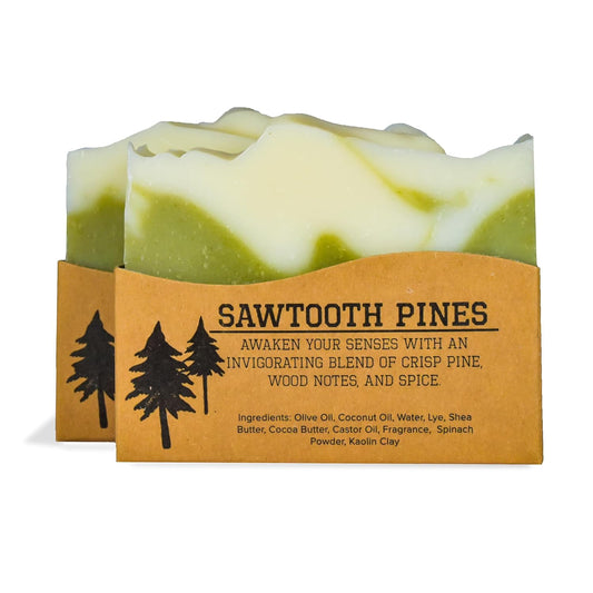 CompassSoap Sawtooth Pines | Natural Bar Soap for Men & Women | Body & Face Soap Bar for Women and Men | Minimalist & Gentle Lather | Natural Bath Soap, Paraben & Phthalate Free | 5 oz, Pack of 2