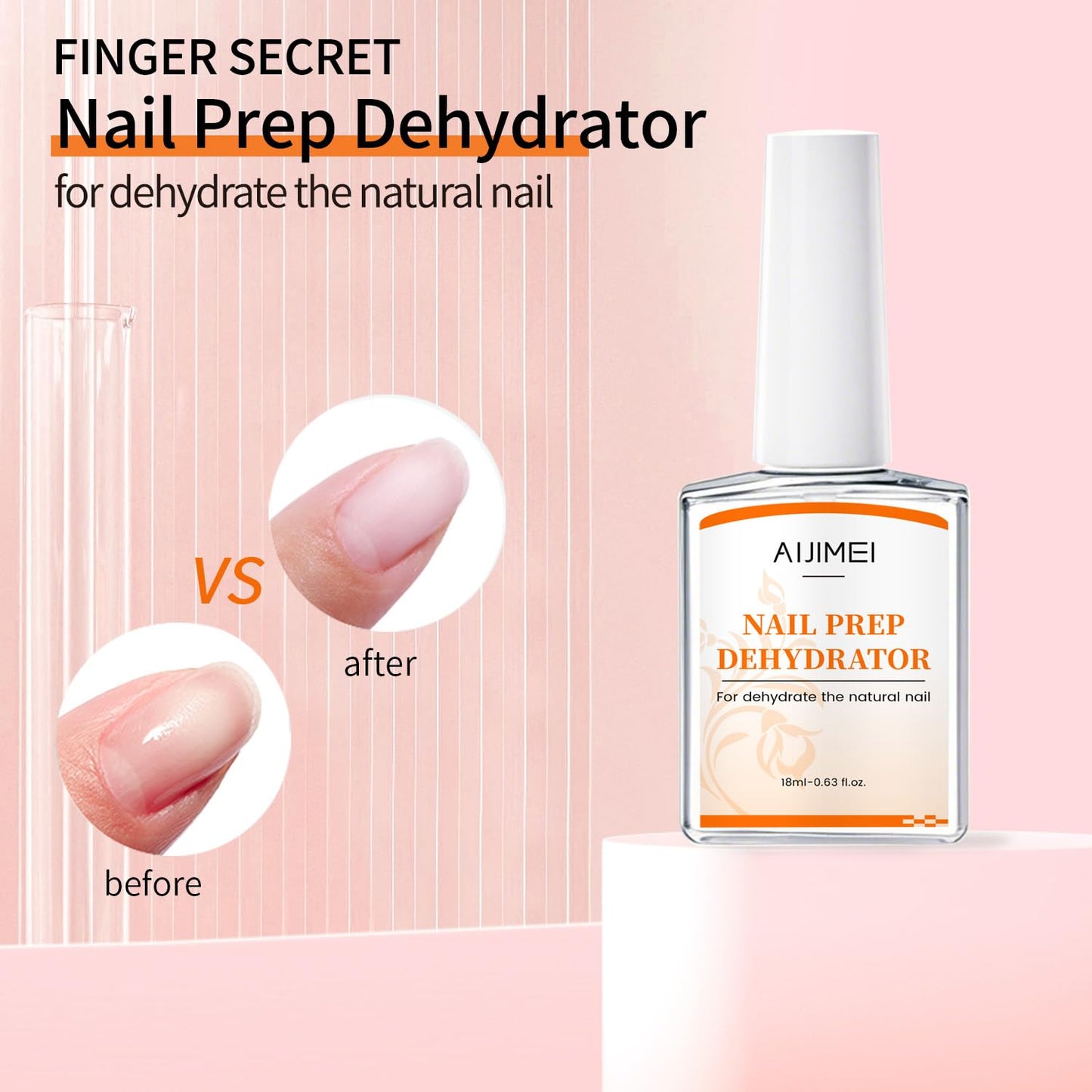 AIJIMEI Nail Dehydrator Professional Acid Free Natural Prep Dehydrate Acrylic Supplies Nail Prep Dehydrator For Acrylic And Gel Polish (18ml/0.63fl.oz)