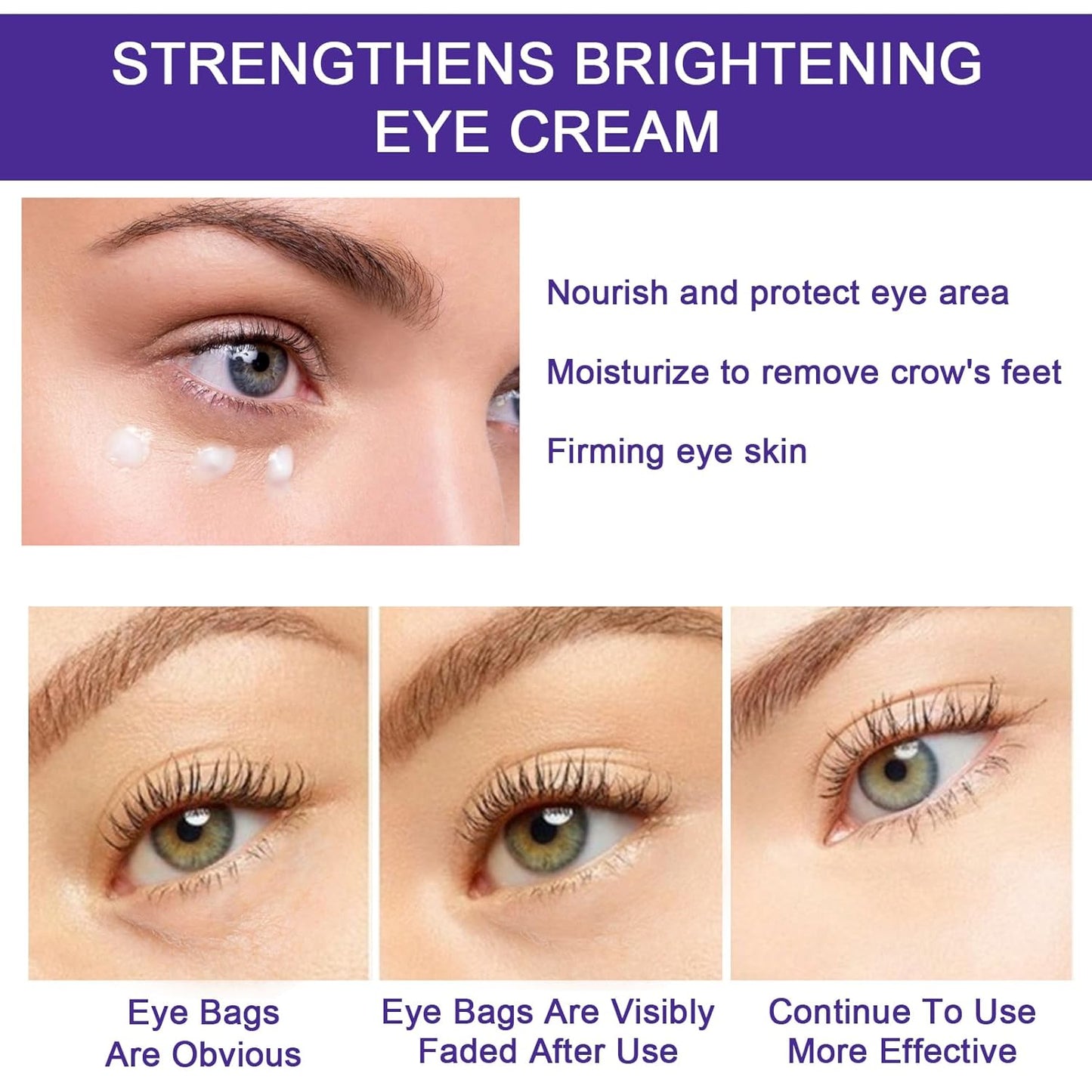 Under Eye Roller Cream For Dark Circles And Puffiness, Under Eye Cream With 360° Massage Ball Reduce Wrinkles, Dark Circle Eye Cream Tightens Under Eye Bags And Puffiness for Women