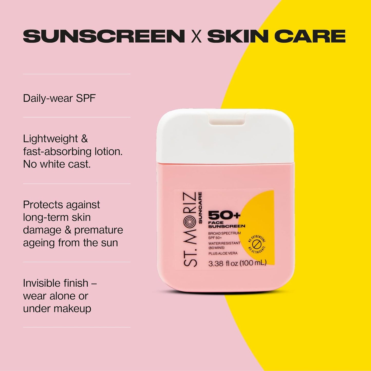 St Moriz Suncare SPF - Sunscreen - Broad Spectrum Protection Water Resistant Sunscreen Moisturizing Lotion + Vitamin E - Oxybenzone & Octinoxate Free - Vegan - Face, 50, Sun Protection Factor (SPF)