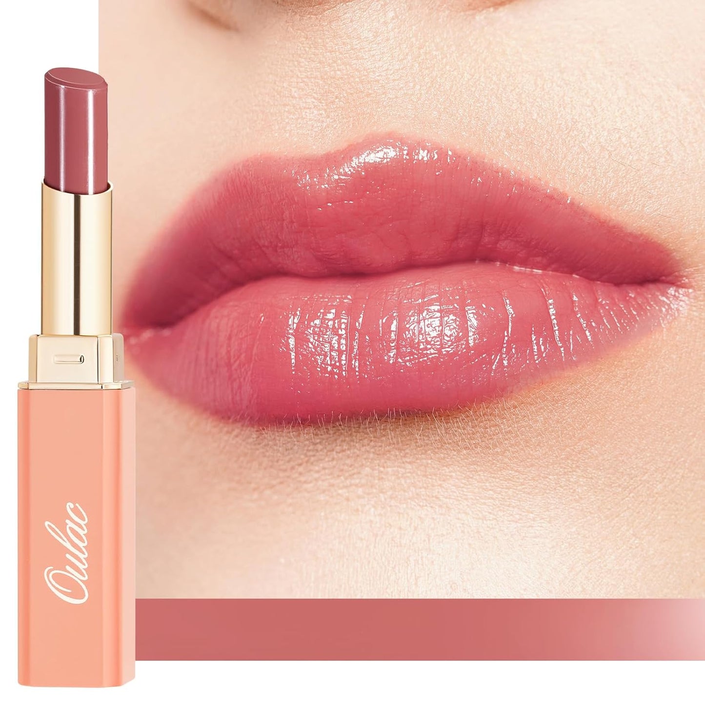 Oulac Shine Red Lipstick for Women, 2 in 1 Glossy Light Red Tinted Lip Balm, Hydrating Lipstick for Dry Lips, Moisture Shine Juicy Finish Vegan 2.2g/0.07oz (17)