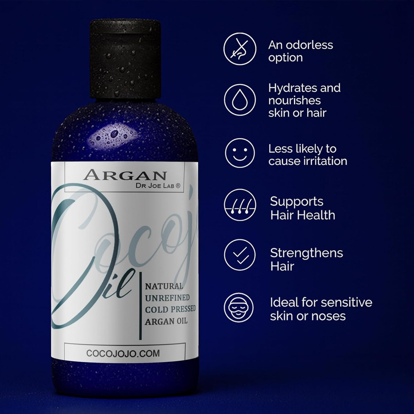 cocojojo Argan Oil - Cold Pressed 8 oz Pure Natural Extra Virgin Unrefined Argan Moroccan Marrakesh Oil Moisturizer Hair Face Lips Body Scalp Skin