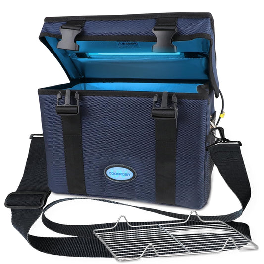 UV Light Sanitizer Ozone Box, Portable Foldable UV Cleaner Bag UVC Household Bag with 3-level Timer for Toys, Keys, Towels, Mask Cleaning Machine Blue 12L Ozone