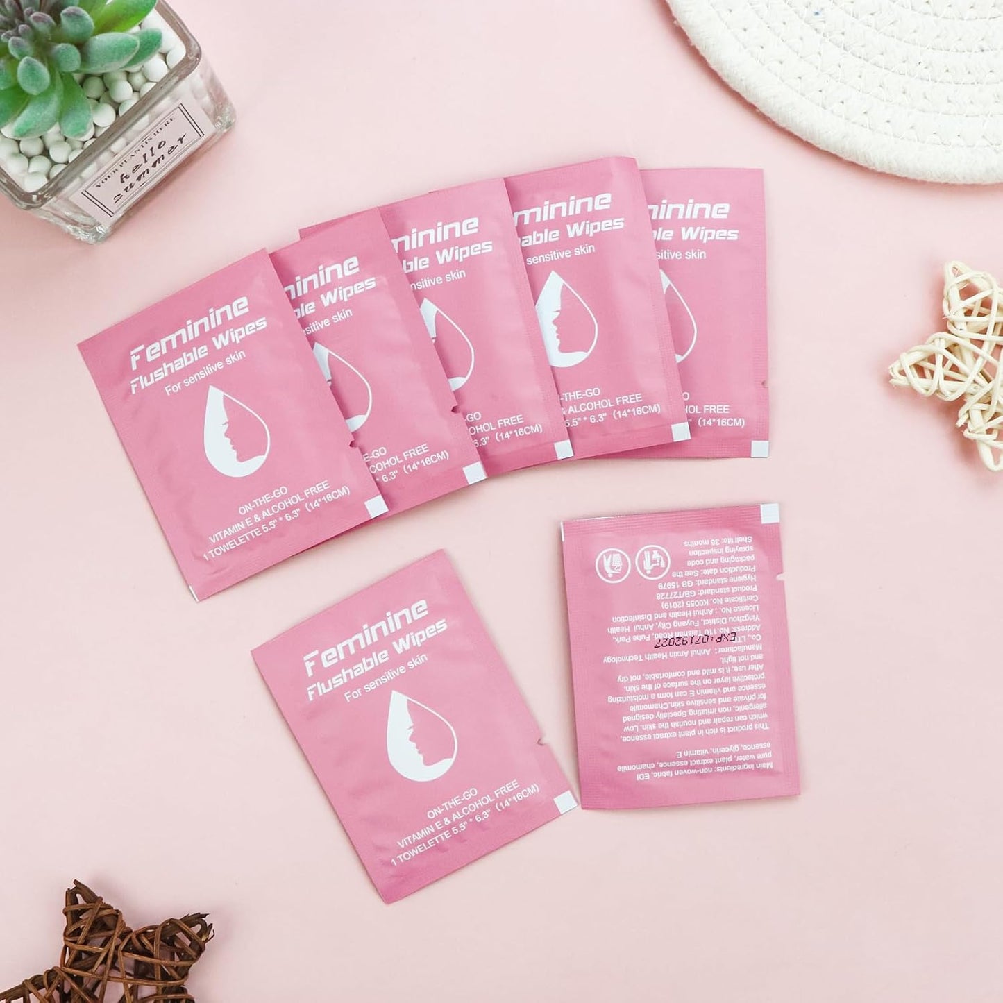 400 Feminine Wipes Flushable Travel Individually Wrapped,Travel Wipes for Women,Feminine Care Wet Wipes Travel Size Vaginal Wipes for Adult, Girl and Homeless