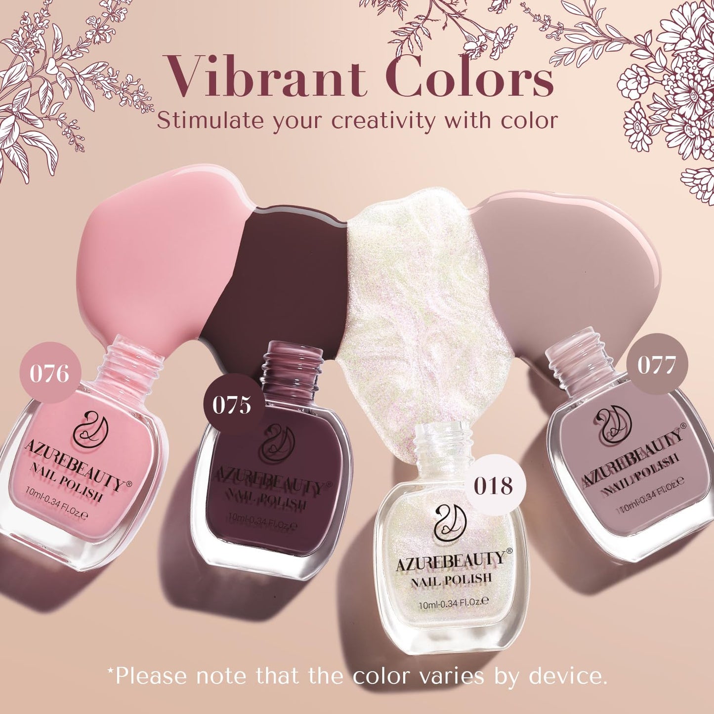 AZUREBEAUTY Nail Polish Set 4 Colors Brown Pink Glitter Nail Polish Quick Dry Natural Nail Lacquer Fingernail Kit with Top Coat DIY Salon Home