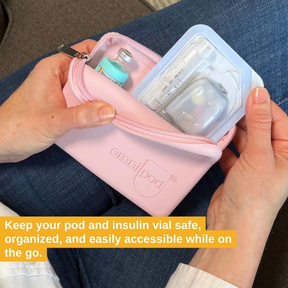 Omnipod Protective Travel Case | Silicone Storage fits an Insulin Vial and One Pod| Diabetic Care Products | Diabetes Supplies Organizer (Pink)