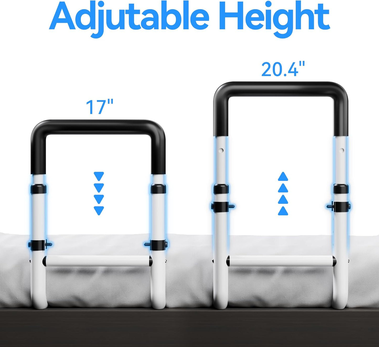 Adjustable Bed Rail for Elderly Adults: Bedside Support for Seniors, Fits King‑Queen‑Full‑Twin, Heavy-Duty Medical Device for Home and Hospital Use, 300 lb Capacity