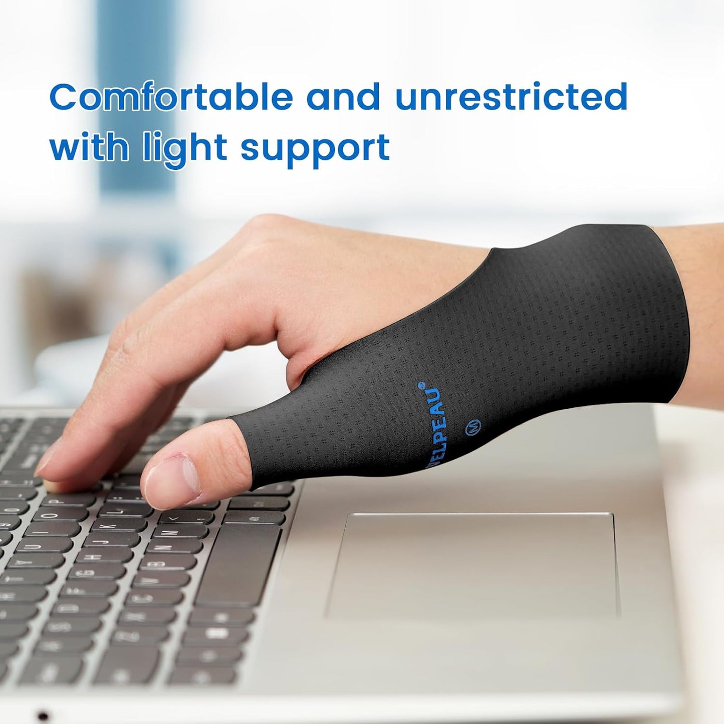 VELPEAU Thumb and Wrist Compression Sleeve for Tendonitis (Pack of 2), Seamless Technology, Gloves Wraps for Arthritis Pain Relief for Women & Men, Splint Liner, Fits Both Hands (Black, Long Version, S)