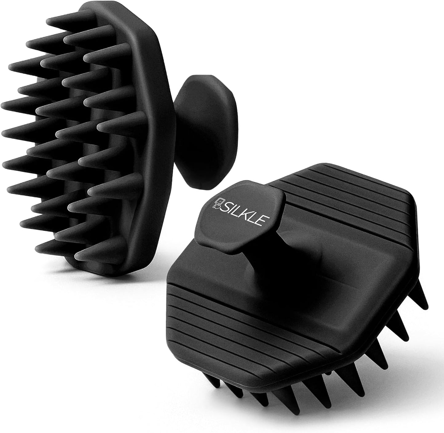 Silicone Scalp Scrubber - Massage Shampoo Brush, Soft Bristles for Hair Growth & Dandruff Removal - Ergonomic Design, Wet & Dry Use, Deep Cleansing Scalp Exfoliator for All Hair Types - Black