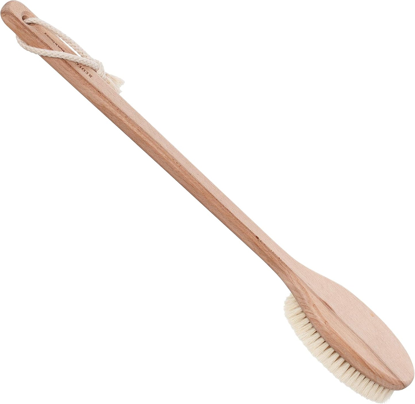 REDECKER Extra Long Beechwood Bath Brush - Natural Pig Bristle Body Brush for Showering, Back Scrubbing, Exfoliating, Dry Brushing and Lymphatic Drainage - Perfect for Hard-to-Reach Areas