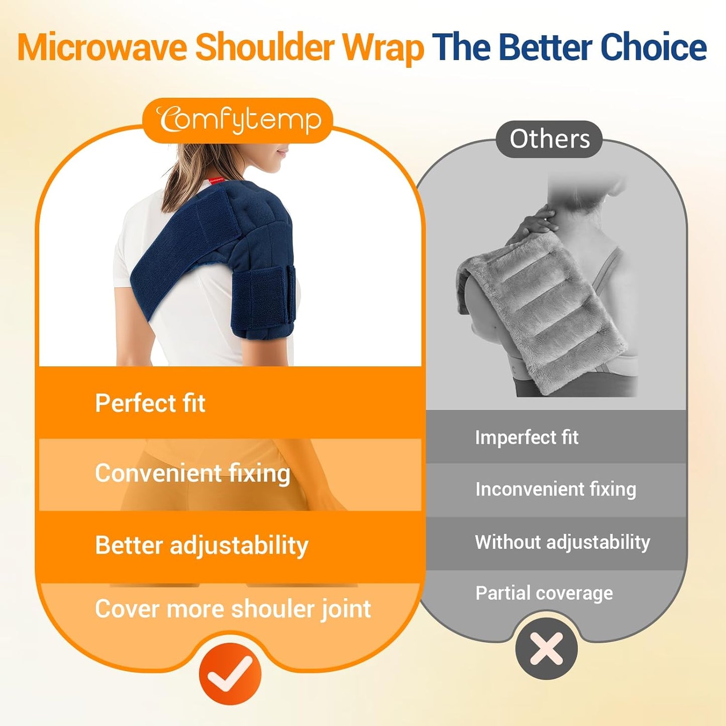 Comfytemp Microwave Heating Pad for Shoulder Pain Relief, Shoulder Heating Pad Microwavable for Rotator Cuff, Moist Heat Therapy for Muscle Aches, Joint Stiff, Recovery Gifts, XS/S
