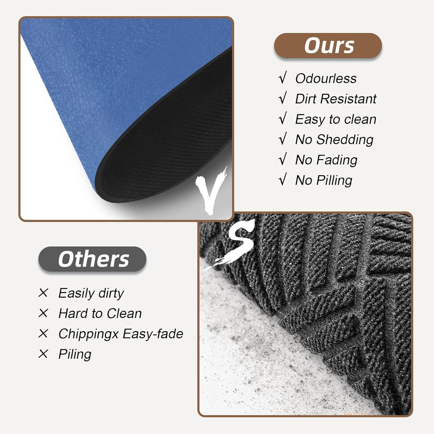 Diatomaceous earth bath mat Bathroom Rugs Sets 3 Piece Super Absorbent Quick Dry Bath Mats, Rubber Non Slip Shower Mat and Toilet Mat U Shape, Shower Rug for in Front of Bathtub Shower, Blue