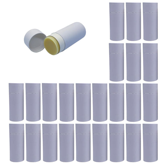GreenWay 2.5oz / 70g Kraft Paperboard Deodorant Tubes with Lids - 25 Pack Solid Perfume Refillable DIY Cosmetic Containers - Deodorant Containers Lotion Tubes Empty Holder Kraft - White