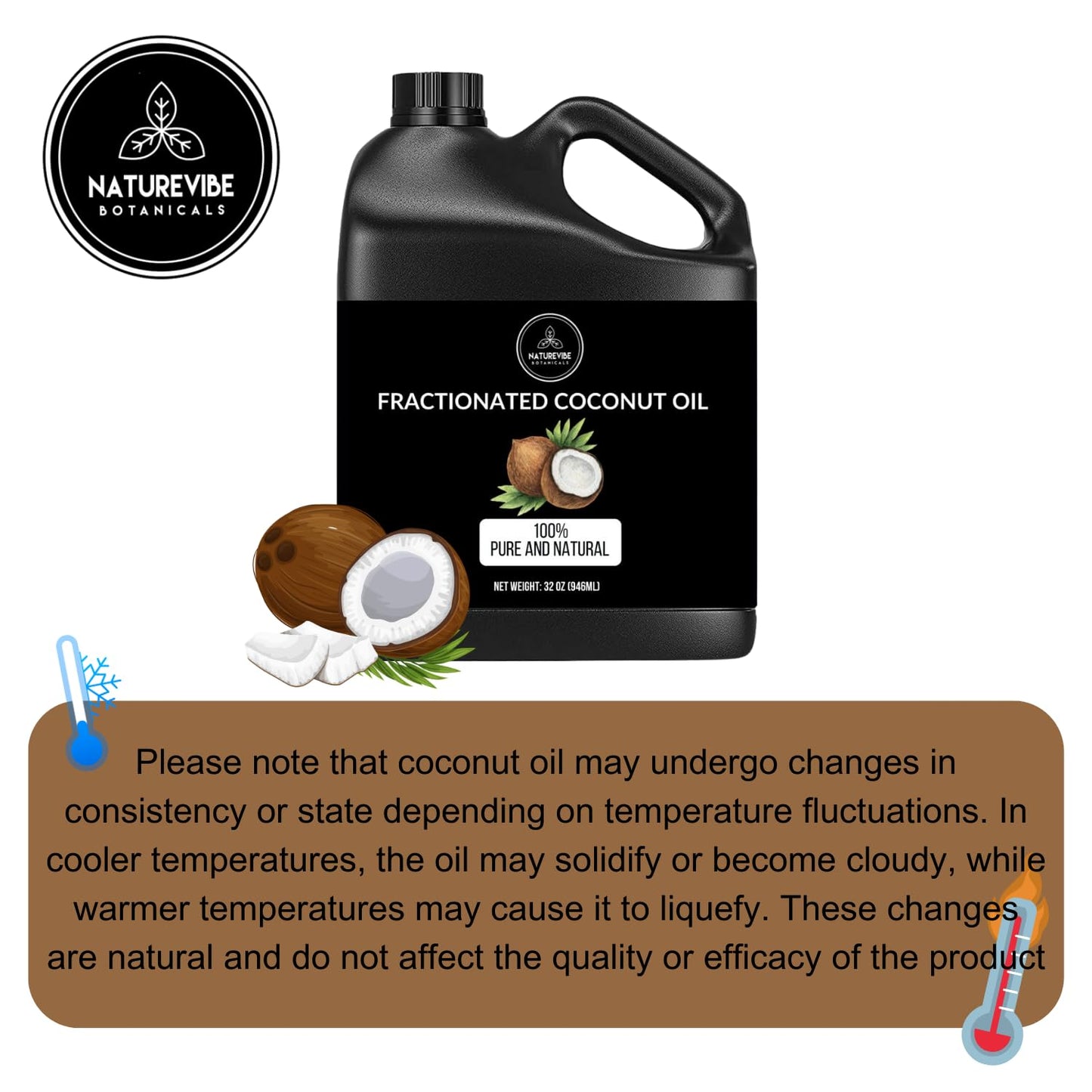 Naturevibe Botanicals Fractionated Coconut Oil 32oz and Apricot Oil 32oz | Oil Combo