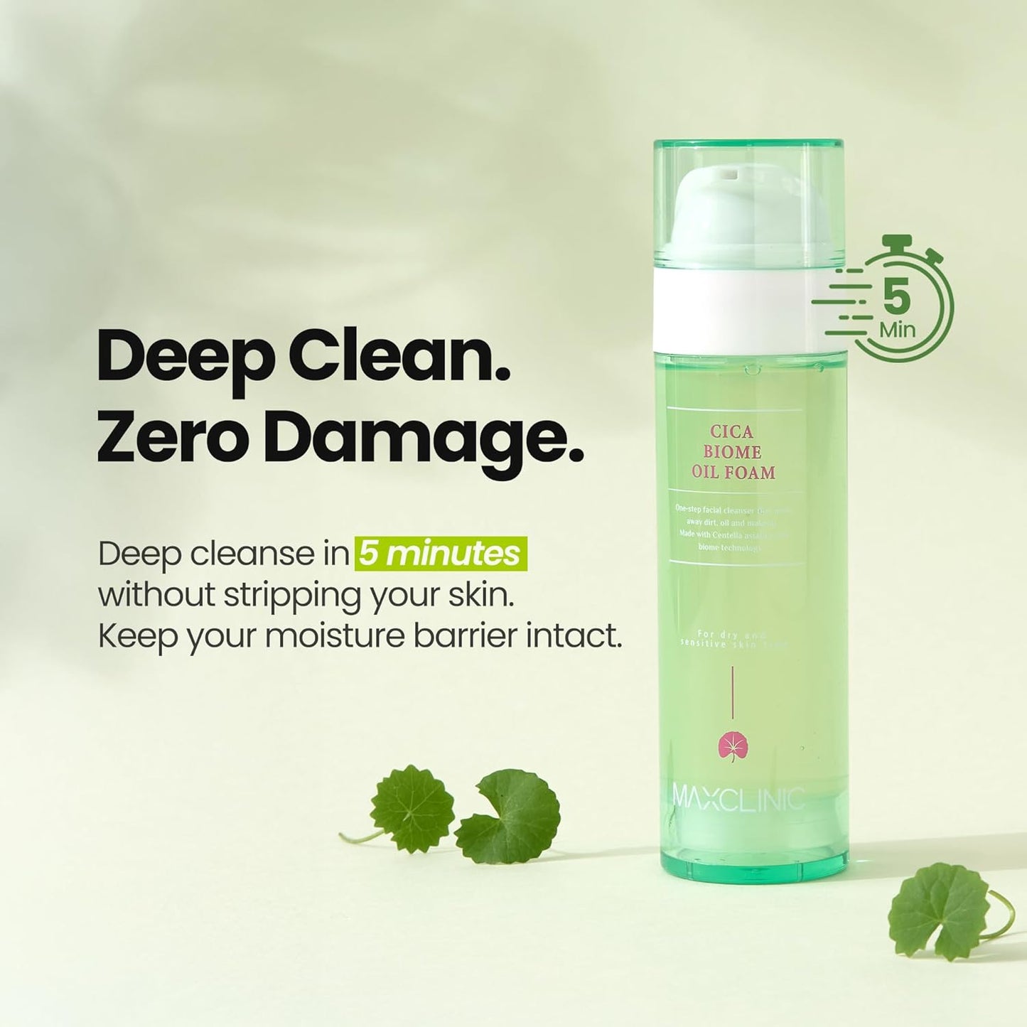 [K-Beauty] Cica Biome Oil to Foam - All-in-One Korean Face Wash OilBased Foaming Facial Cleanser - Deeply Hydrating & Moisturizing Makeup Deep Cleansing Oil for Sensitive Skin (3.88 fl oz)