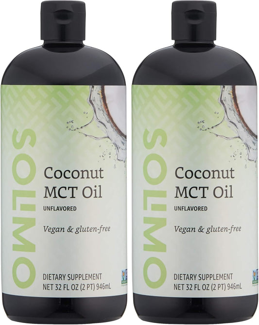Amazon Brand - Solimo MCT Liquid Coconut Oil, Unflavored, 32 fl oz (Pack of 2)