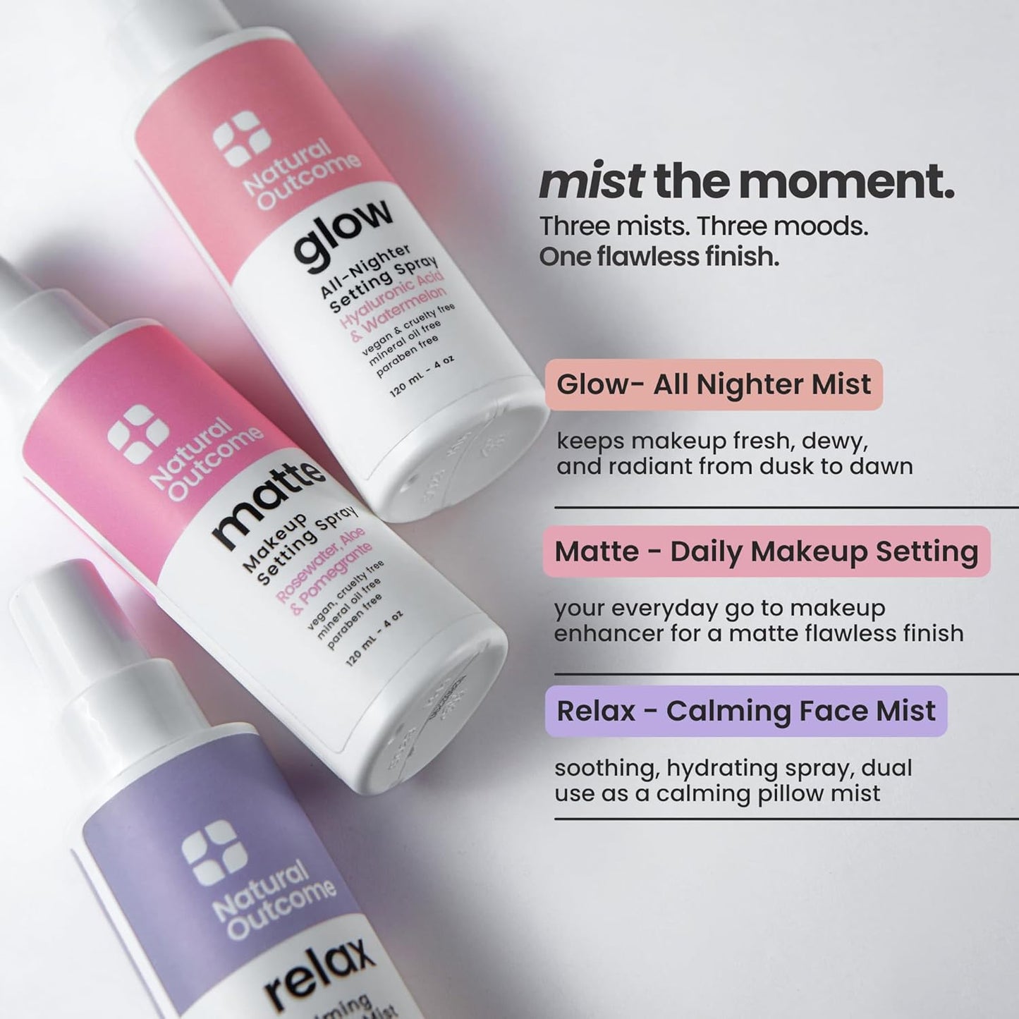 Face Mist Trio Collection – Hydrating Facial Mist Spray for Glowing Skin – Rosewater, Lavender & Hyaluronic Acid – Makeup Setting & Refreshing Face Spray Mist