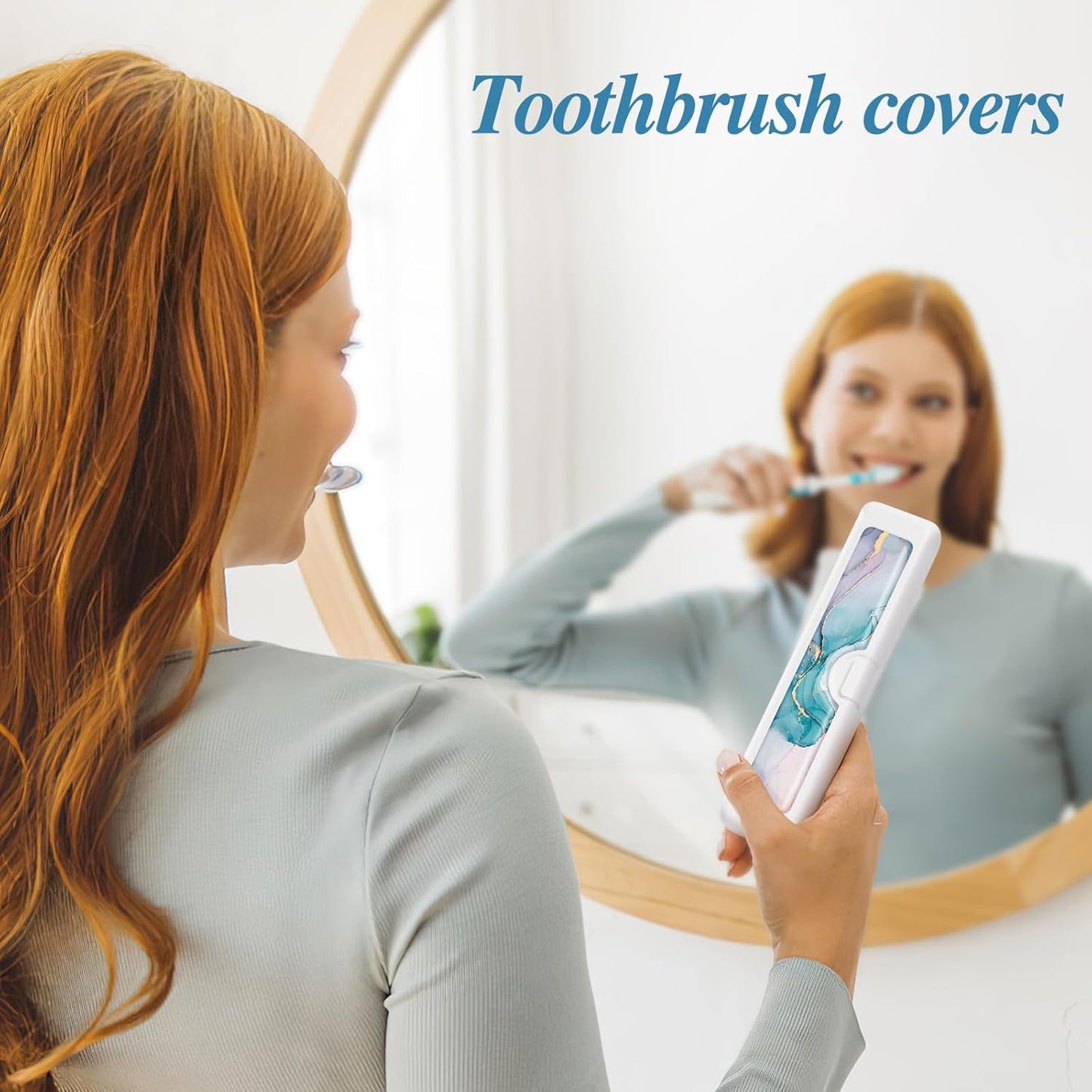 Toothbrush Travel Case - Colorful Pattern, Holder and Covers for Toothbrushes, Includes Tongue Scraper Case