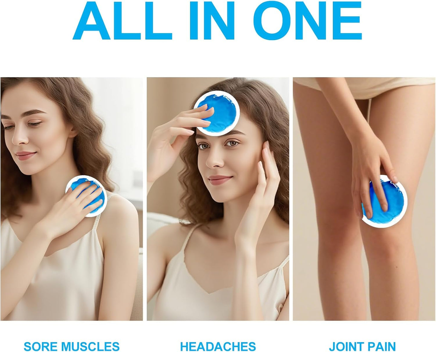 WORLD-BIO Small Soft Ice Pack for Injuries（5 pcs）- Round Ice Packs for Face，Reusable Gel Ice Pack with Cloth Backing & Sleeve for Pain Relief, Toothaches,Minor bruising-Blue