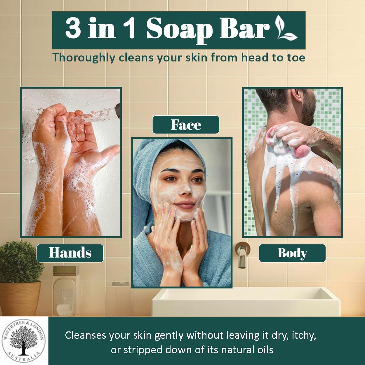 Wavertree & London White Orchid Scented Natural Soap Bar, 7oz Moisturizing French Triple Milled Soap Bar for Women & Men