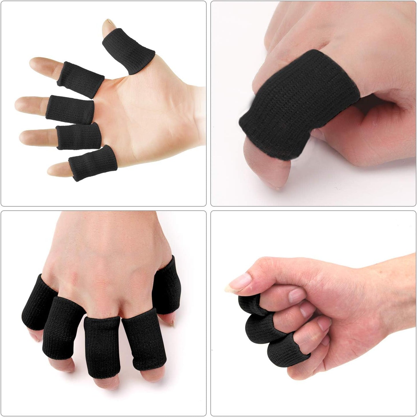 20 Pieces Finger Compression Sleeves Elastic Finger Protectors Thumb Splint Brace for Arthritis Pain Relief, Trigger Finger, Sport (Black)