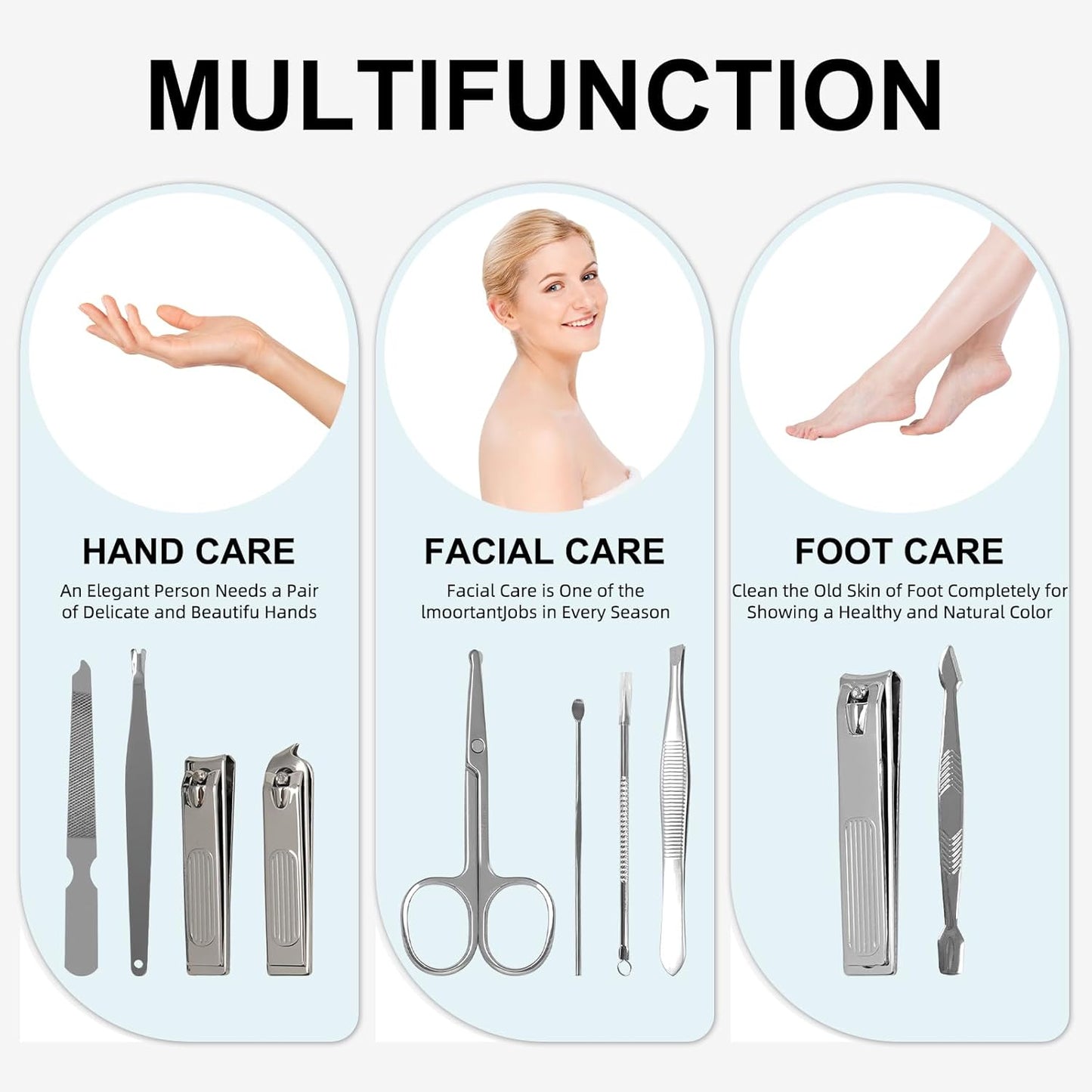 Premium Stainless Steel Nail Clippers Set - Travel Grooming Kit, 10pc Manicure/Pedicure Tools with PU Case - Gift Ideas(C-Black)