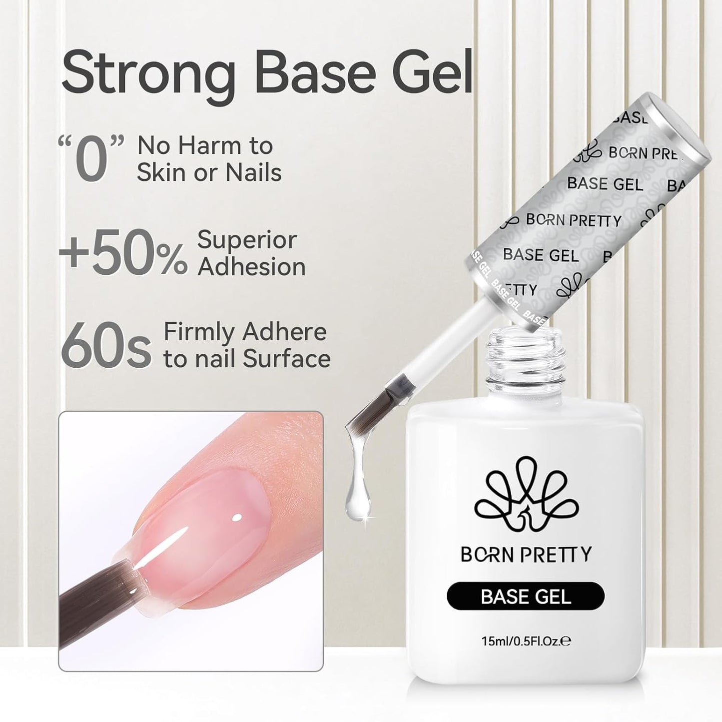 Born Pretty Gel Top Coat,15ml Gloss Base and Top Coat Set, No Wipe Super Top Gel Not Chip or Peel and Long Lasting Base Gel Top Gel for Nail Art