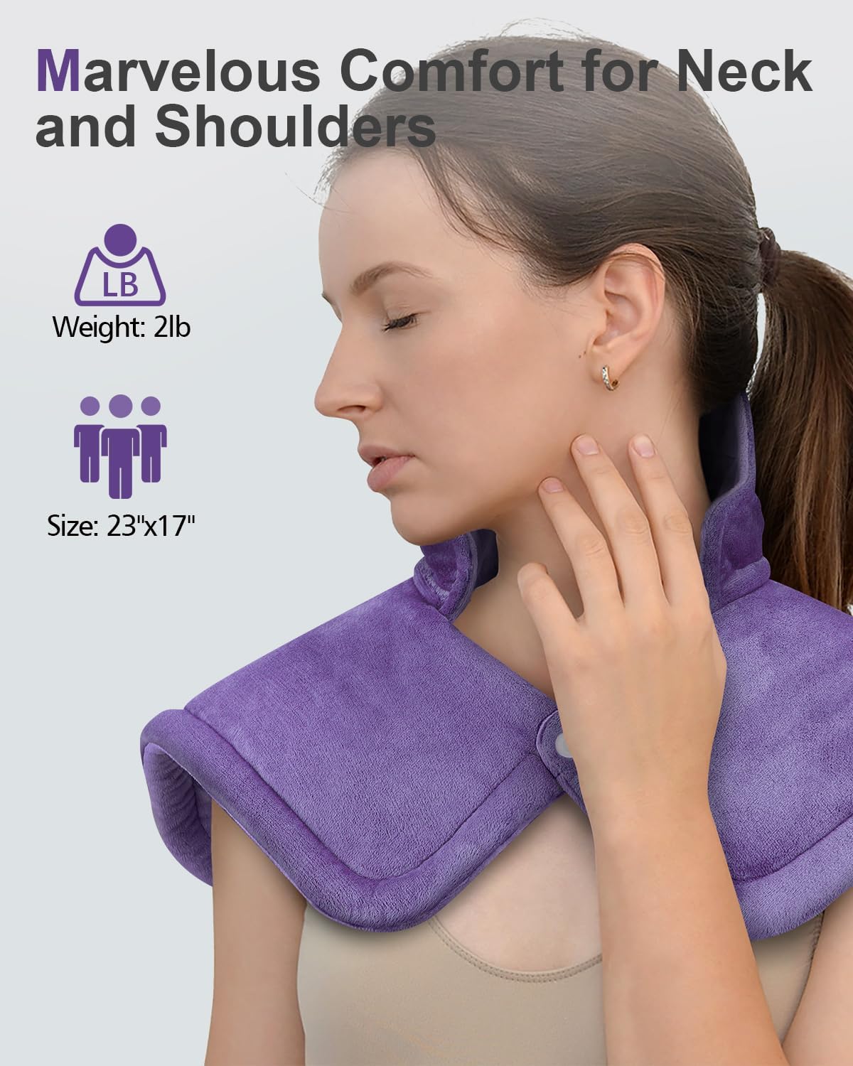 Heating Pad for Neck and Shoulder Pain Relief, Birthday Christmas Gifts for Women Mom Wife Sister Grandma Her, 2lb Electric Heating Pad for Back, 6 Heat Settings, Large 17x23inch, Purple