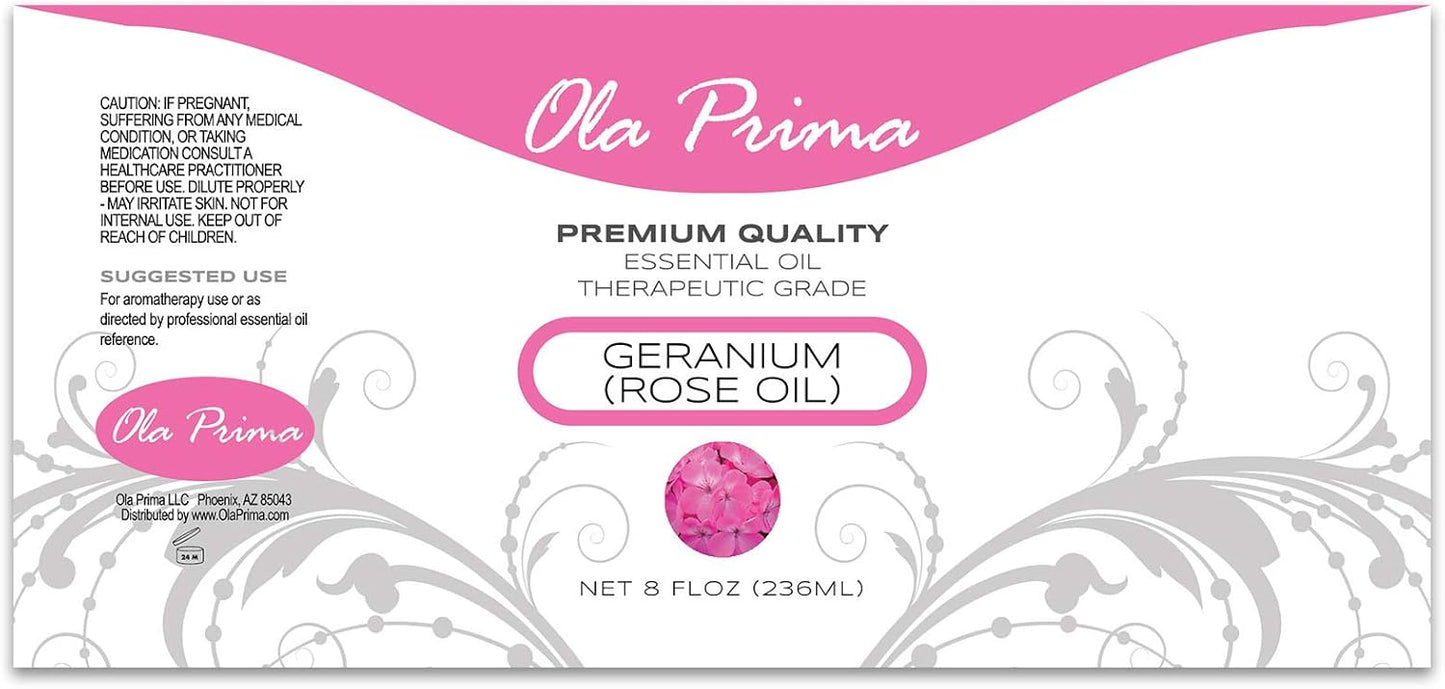 Ola Prima Oils 8oz - Rose Geranium Essential Oil - 8 Fluid Ounces