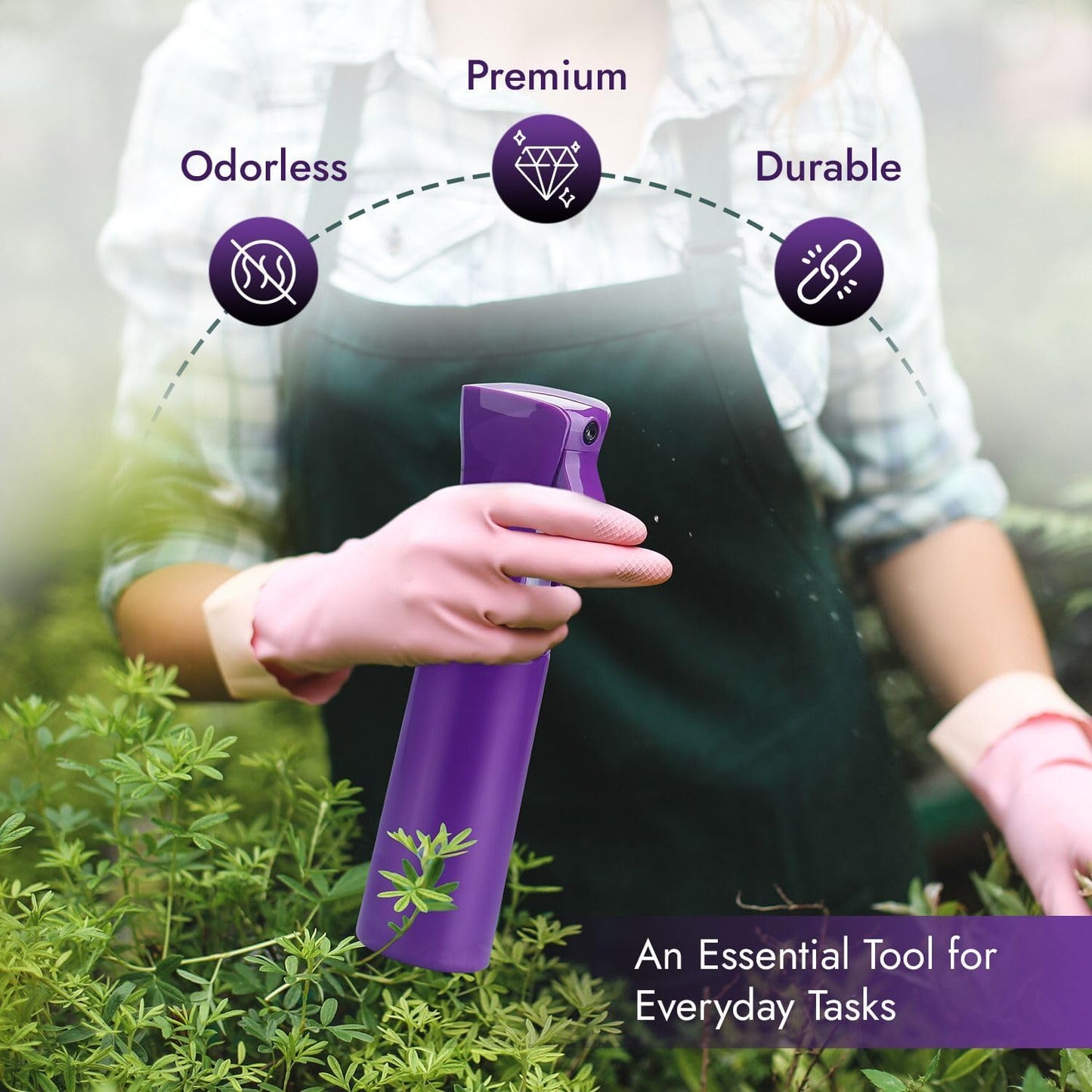 VIGOR PATH Continuous Spray Bottle with Ultra Fine Mist - Versatile Water Sprayer for Hair, Home Cleaning, Salons, Plants, Aromatherapy, and More - Empty Hair Spray Bottle - 300ml/10.1oz (Dark Purple)