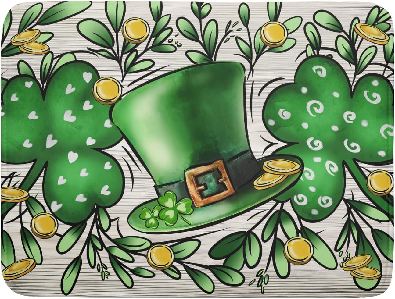 St Patrick's Day Shamrock Dish Drying Mat 18x24 inch Eucalyptus Leaves Dishes Pad Dish Drainer Mats Absorbent Fast Dry Kitchen Accessories