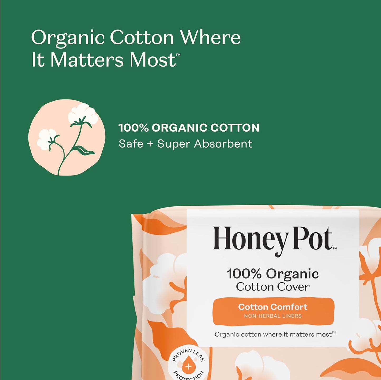 The Honey Pot Company - 80ct - Non-Herbal Heavy Panty Liners for Women w/Wings - Organic Cotton Cover & Ultra-Absorbent Core - Sanitary Pads - Feminine Care