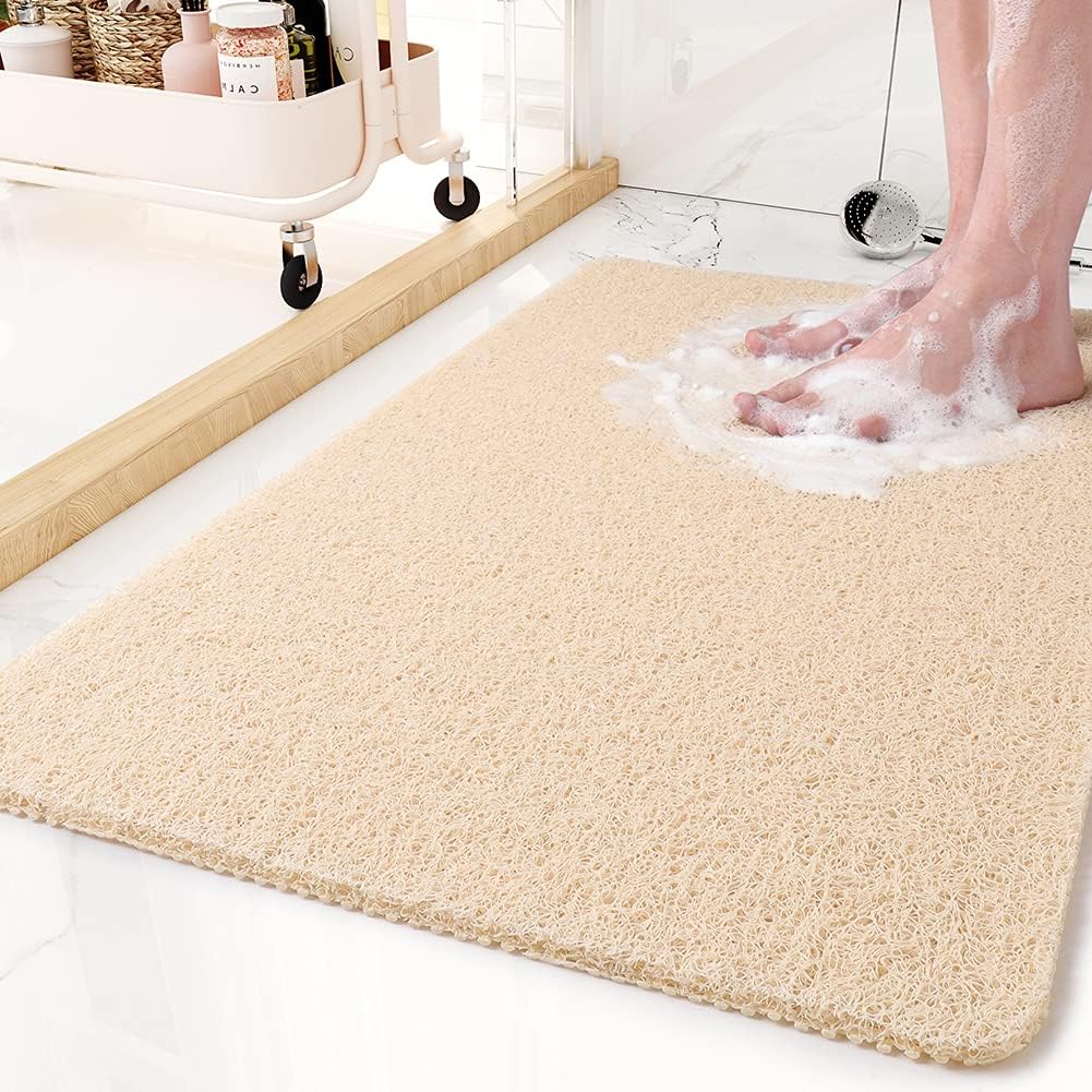 Non-Slip Bathtub Mat, 16x 24 Inch, Shower Mats for Bath Tub, PVC Loofah Bathroom Mats for Wet Areas, Quick Drying