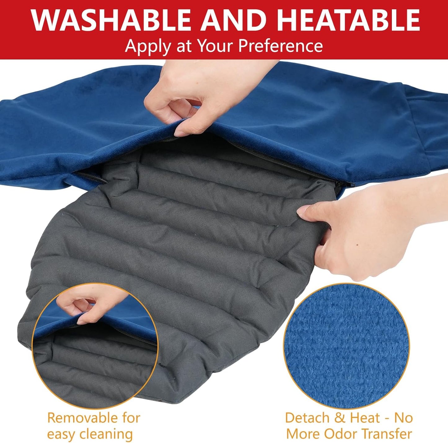 Microwavable Extra Large Heating Wrap for Lower, Back, Waist, Abdominal and Shoulder Pain Relief, Removable for Cleaning, Flaxseed Rice Hot Heat Pack, Surgery Recovery - 10x18 Inch