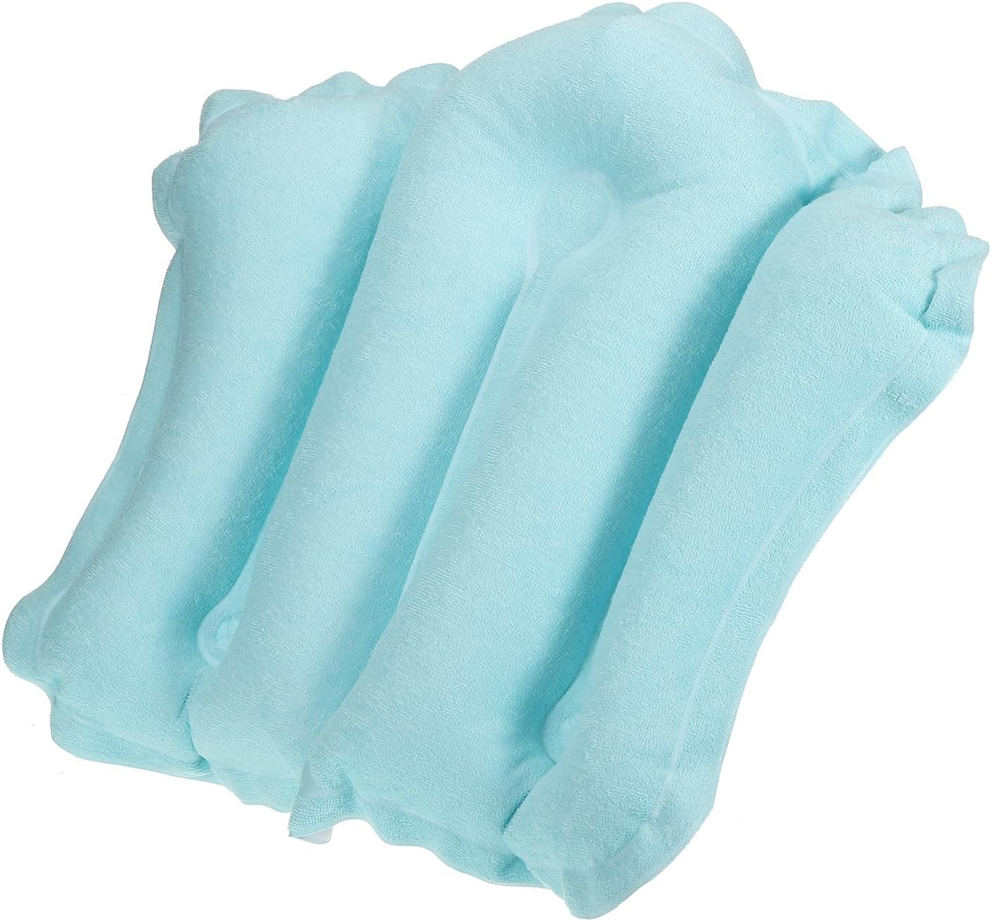 PATIKIL Inflatable Bath Pillow with Suction Cups, Terry Cloth Covered Shell Shape Bath Pillow Neck Support for Bathtub Hot Tub, Blue