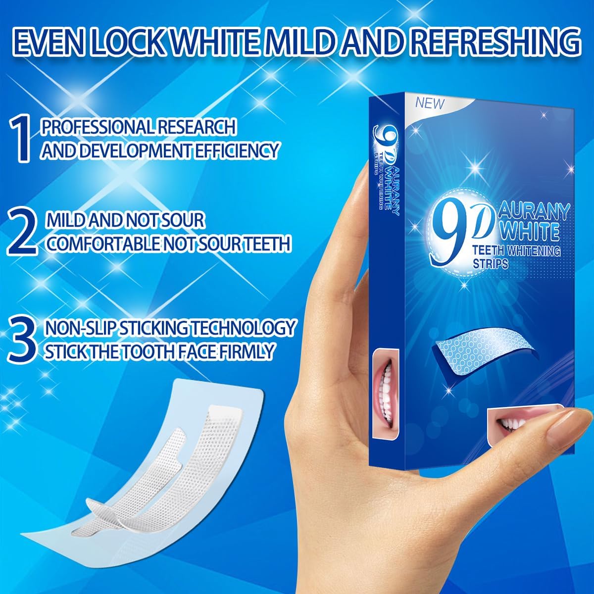 9D Sensitive Teeth Whitening Strips- Professional Enamel-Safe Formula, Fast Stain Removal for Coffee Drinkers & Smokers, Sensitivity-Free Whitening Kit-21Pairs (42Strips)